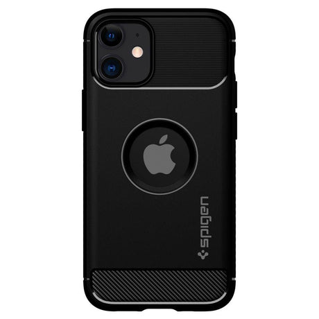 Противоударен Силиконов Калъф за iPhone 12 Mini, Spigen Rugged Armor Case, Черен (2)