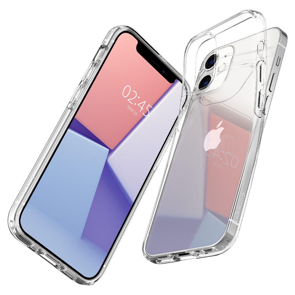 Противоударен Силиконов Калъф за iPhone 12 Mini, Spigen Liquid Crystal Case, Прозрачен (3)