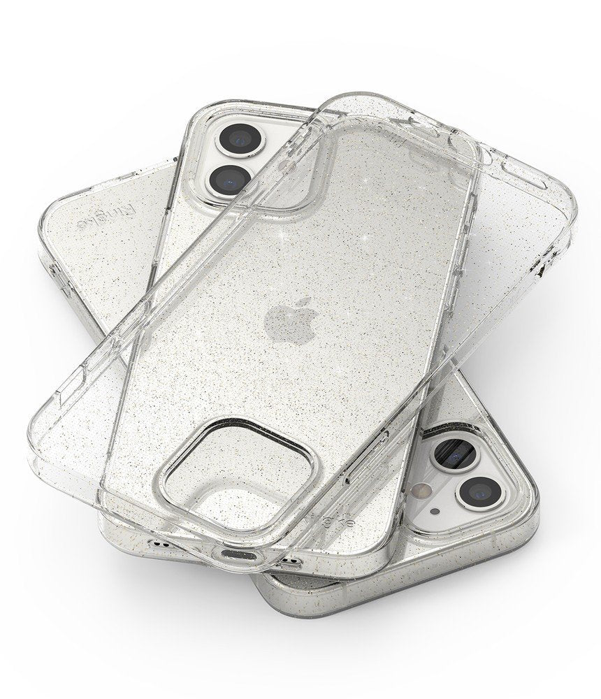 Противоударен Блестящ Калъф за iPhone 12 Mini, Ringke Air Glitter Case, Прозрачен (5)
