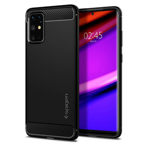 Противоударен Силиконов Калъф за Samsung S20 Plus, Spigen Rugged Armor Case, Черен