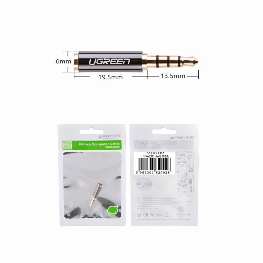 Аудио Преход, Ugreen Jack 3.5 to Aux 2.5 mm, Сив (4)
