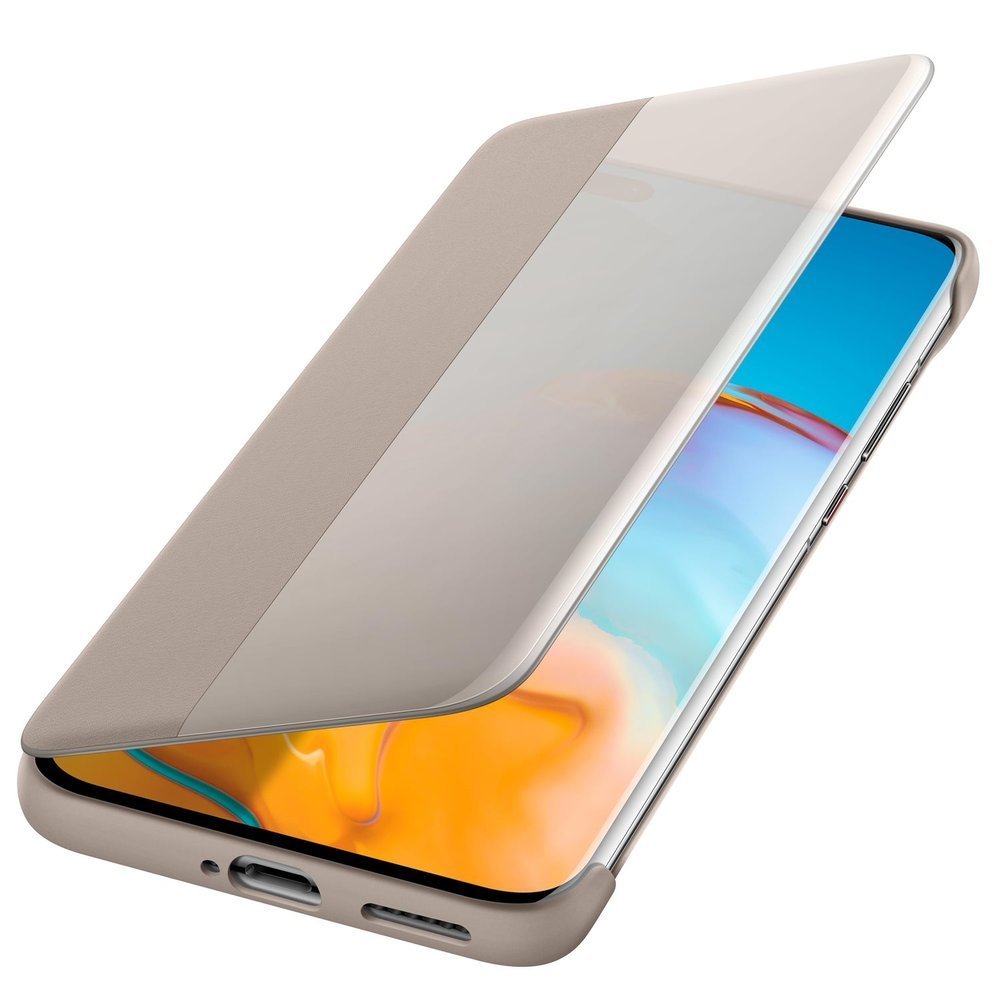 Оригинален Активен Калъф за Huawei P40 Pro Smart View Book Case, Кафяв (3)