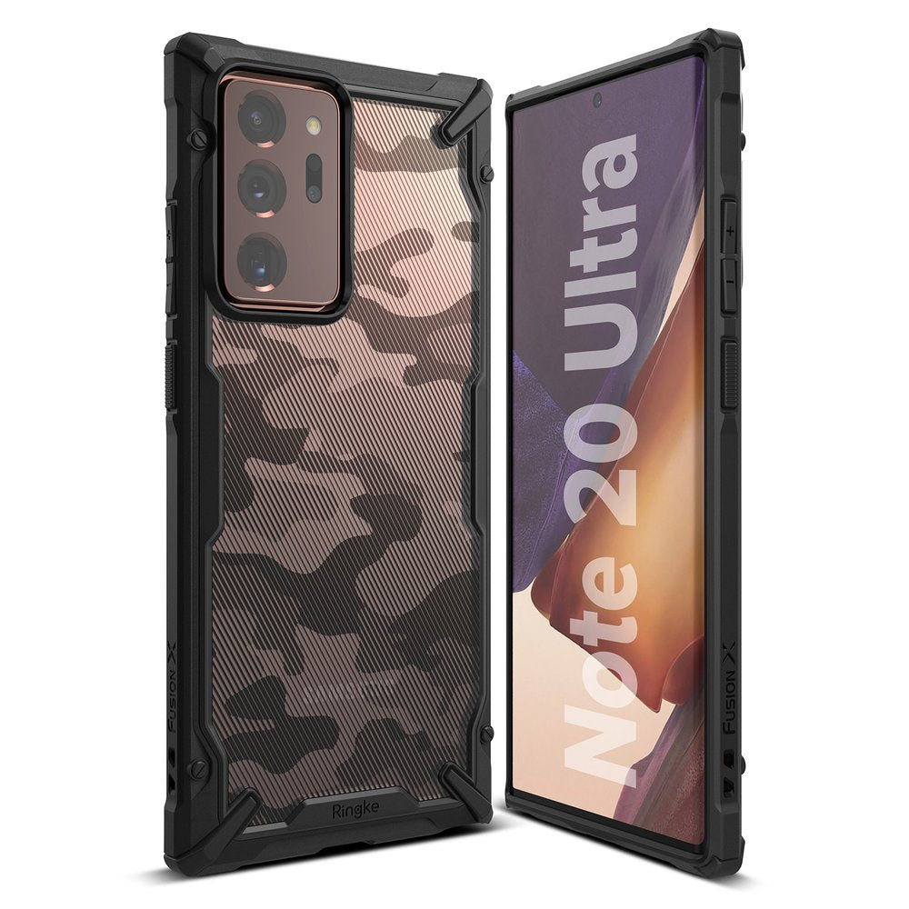Противоударен Хибриден Калъф за Samsung Note 20 Ultra, Ringke Fusion X Camouflage Case, Черен (2)