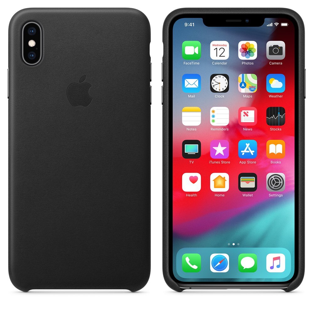 Оригинален Кожен Калъф за Apple iPhone XS Max, Leather Case MRWT2ZM/A, Черен (2)