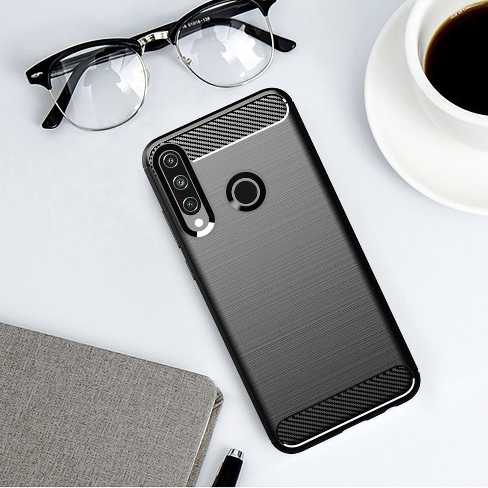 Противоударен Силиконов Калъф за Samsung A20S, Forcell Carbon Case, Черен (3)