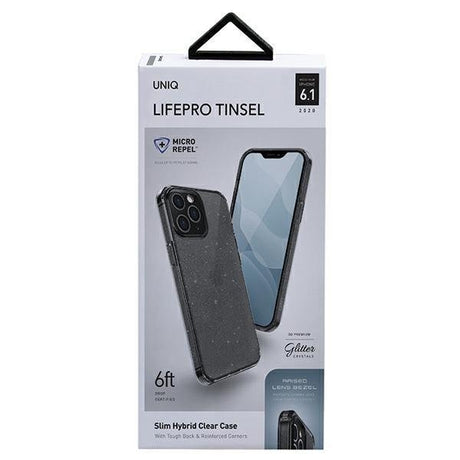Блестящ Калъф за iPhone 12/Pro, Uniq LifePro Tinsel Case, Черен (4)