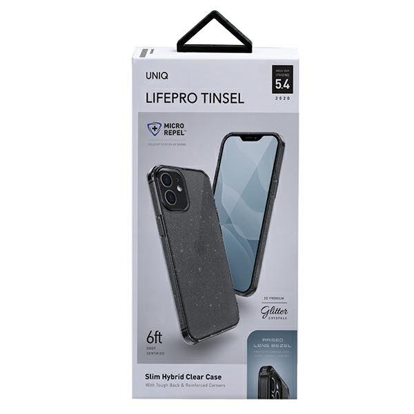 Блестящ Калъф за iPhone 12 Mini, Uniq LifePro Tinsel Case, Черен (4)