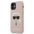 Луксозен Калъф за iPhone 12 Mini, Karl Lagerfeld Silicone Iconic Case, Розов