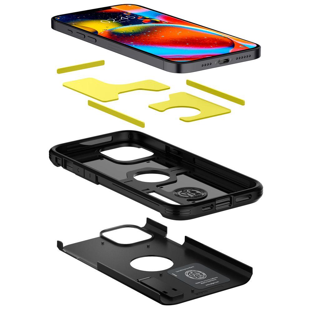 Противоударен Хибриден Калъф за iPhone 12 Pro Max, Spigen Tough Armor Case, Черен (4)