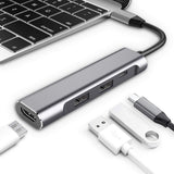 Хъб за Macbook и Лаптопи с USB-C, 4in1 HDMI/USB2.0/USB 3.0/UCB-C, Сив