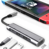 Хъб за Macbook и Лаптопи с USB-C, 4in1 HDMI/USB2.0/USB 3.0/UCB-C, Сив (3)