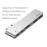 Хъб за Macbook Pro, Baseus Thunderbolt C+ Dual USB-C/HDMI/2x USB 3.0, Сив (3)
