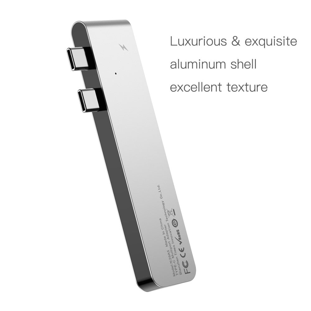 Хъб за Macbook Pro, Baseus Thunderbolt C+ Dual USB-C/HDMI/2x USB 3.0, Сив (6)