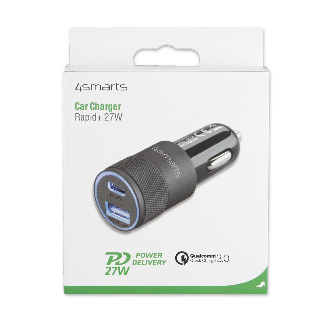 Зарядно за iPhone и Андроид за Кола с USB-C, 4Smarts 12v Rapid+ Power Delivery 27w, Сив (5)
