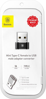 USB-C Преход/Адаптер, Baseus female USB-C to USB-A 2.4A, Черен (6)