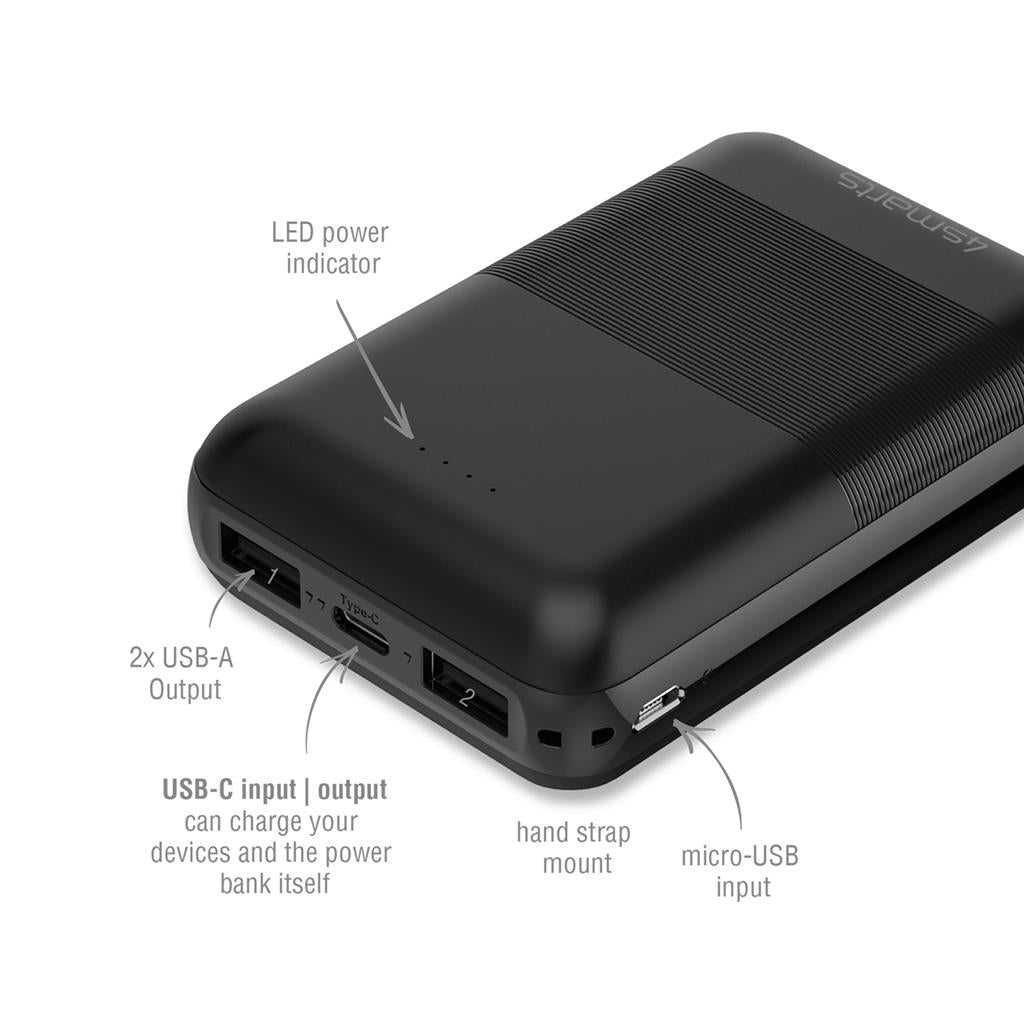 Външна Батерия с USB-C, 4Smarts Power Bank Volthub Go2 10000mAh, Черен (3)