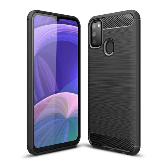 Противоударен Силиконов Калъф за Huawei P Smart 2020, Forcell Carbon Case, Черен