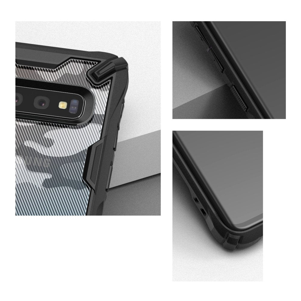 Противоударен Хибриден Калъф за Samsung S10, Ringke Fusion X Camouflage Case, Черен (3)