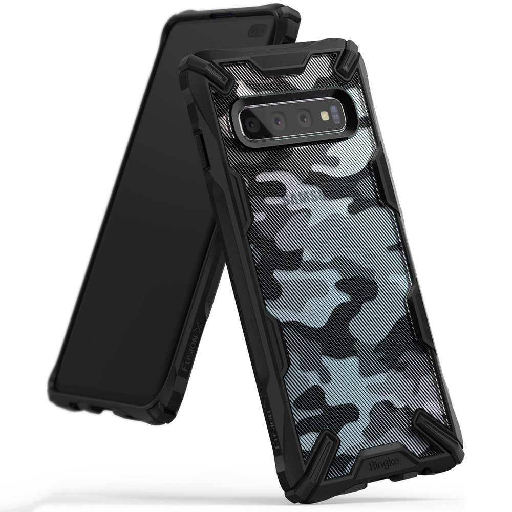 Противоударен Хибриден Калъф за Samsung S10, Ringke Fusion X Camouflage Case, Черен