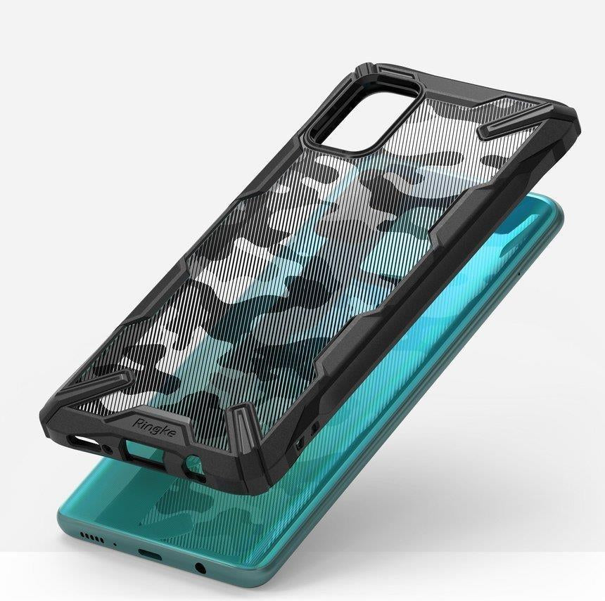Противоударен Хибриден Калъф за Samsung A71, Ringke Fusion X Camo, Черен (5)