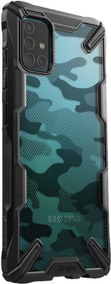 Противоударен Хибриден Калъф за Samsung A71, Ringke Fusion X Camo, Черен (2)