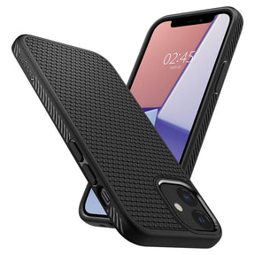 Противоударен Силиконов Калъф за за iPhone 12 Mini, Spigen Liquid Air Case, Черен