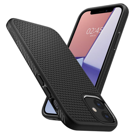 Противоударен Силиконов Калъф за за iPhone 12 Mini, Spigen Liquid Air Case, Черен