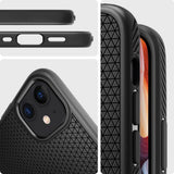 Противоударен Силиконов Калъф за за iPhone 12 Mini, Spigen Liquid Air Case, Черен (4)