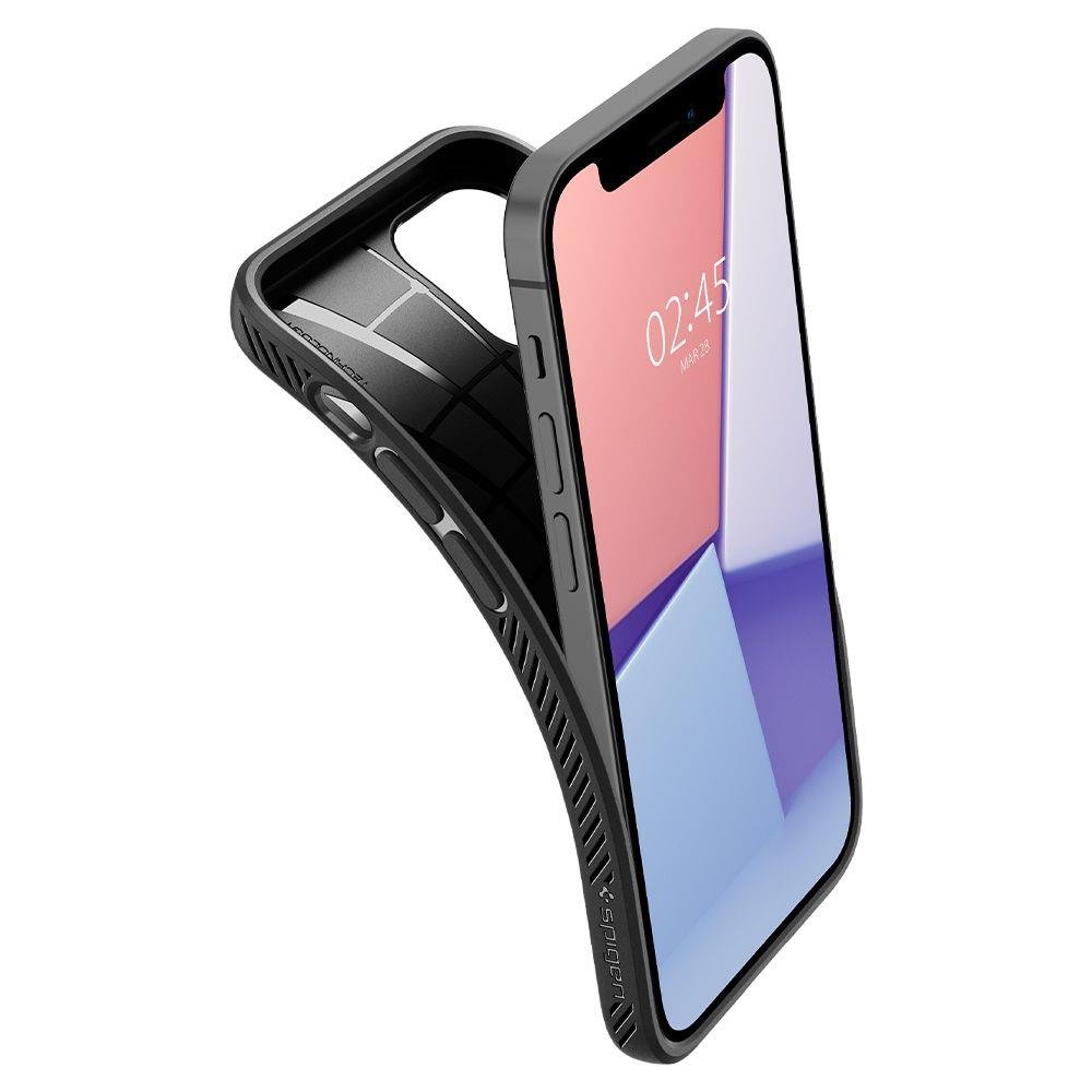 Противоударен Силиконов Калъф за за iPhone 12 Mini, Spigen Liquid Air Case, Черен (3)