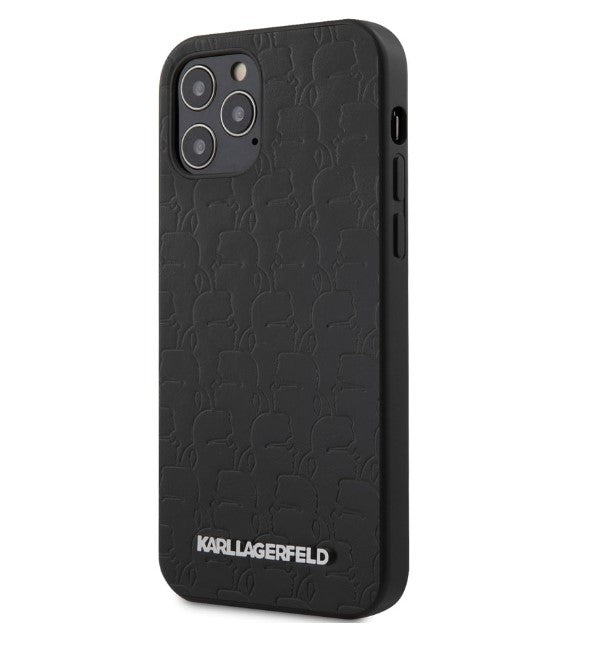 Луксозен Кожен Калъф за iPhone 12/Pro, Karl Lagerfeld Head Case, Черен (3)