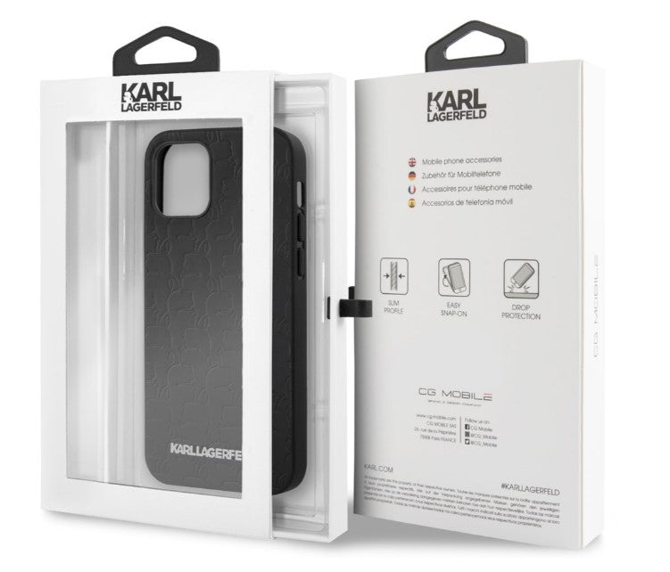 Луксозен Кожен Калъф за iPhone 12/Pro, Karl Lagerfeld Head Case, Черен (6)