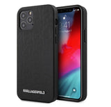Луксозен Кожен Калъф за iPhone 12/Pro, Karl Lagerfeld Head Case, Черен