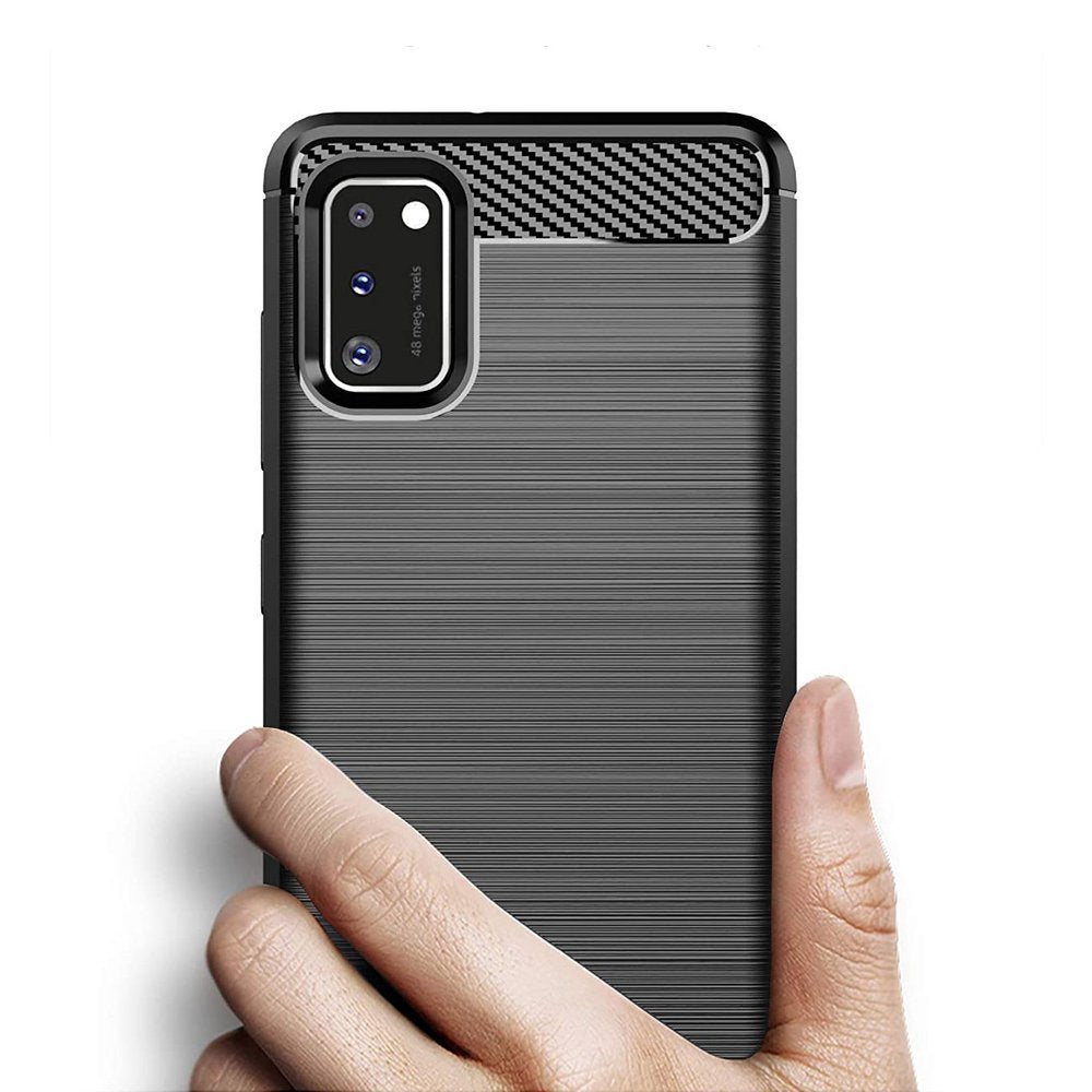 Противоударен Силиконов Калъф за Samsung A31, Forcell Carbon Case, Черен (5)