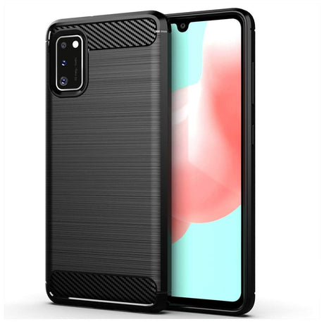 Противоударен Силиконов Калъф за Samsung A31, Forcell Carbon Case, Черен