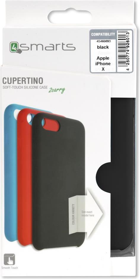 Силиконов Калъф за iPhone XS/X, 4Smarts Cupertino Case, Черен (2)