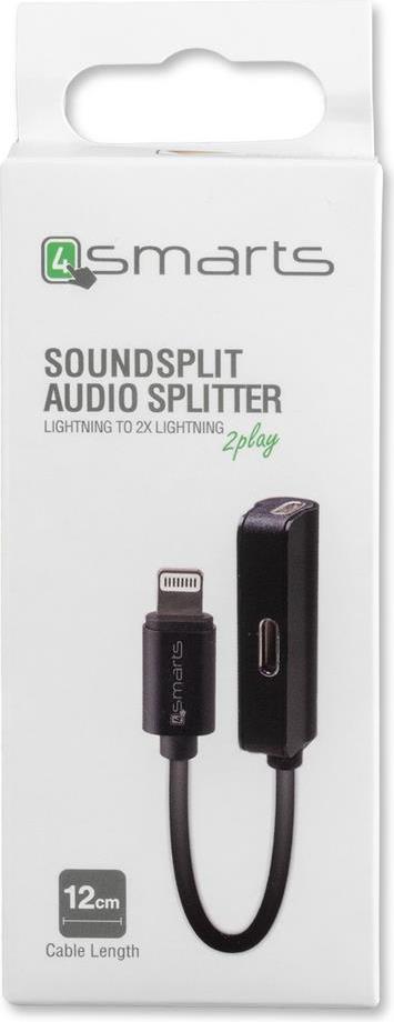 Аудио Адаптер за iPhone и iPad, 4Smarts Soundsplit Lightnig x 2, Черен (3)