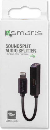 Аудио Адаптер за iPhone и iPad, 4Smarts Soundsplit Lightnig x 2, Черен (3)