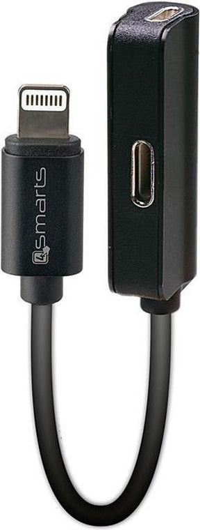 Аудио Адаптер за iPhone и iPad, 4Smarts Soundsplit Lightnig x 2, Черен