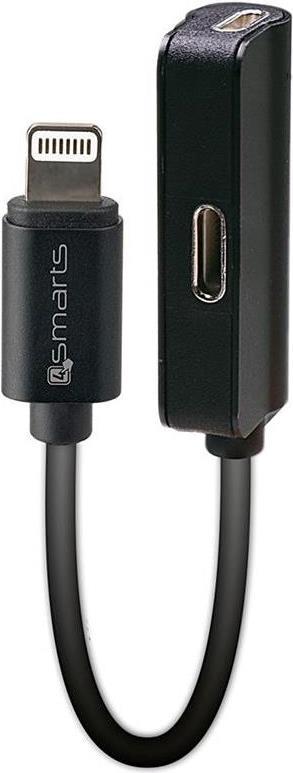 Аудио Адаптер за iPhone и iPad, 4Smarts Soundsplit Lightnig x 2, Черен