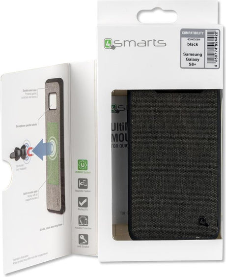 Калъф с Текстилен Ефект за Samsung S8 Plus, 4Smarts Car-Case, Черен (2)