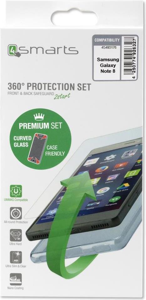 Калъф 360° за Samsung Note 8, 4Smarts Premium Set Case, Прозрачен