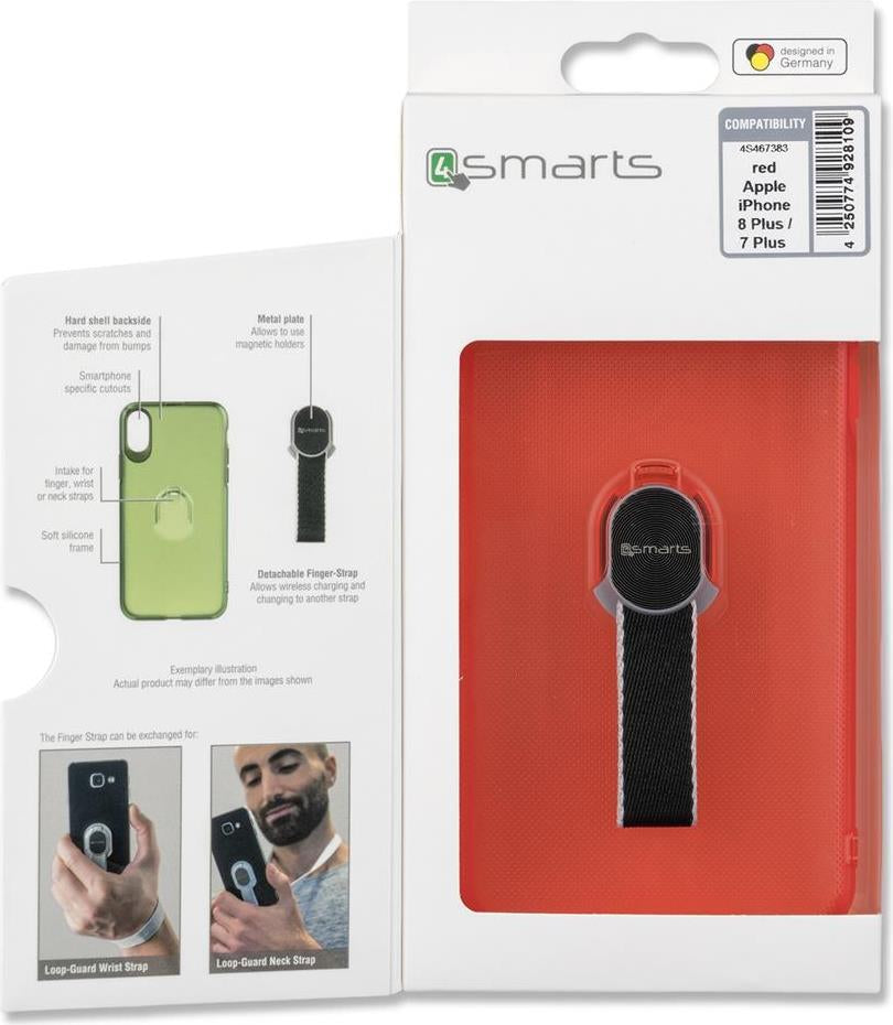 Калъф с Лента за Ръка за iPhone 8/7 Plus, 4Smarts Loop Guard Case, Червен (6)