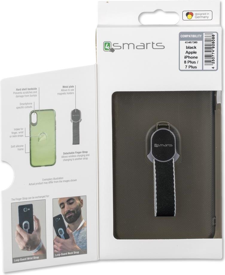 Калъф с Лента за Ръка за iPhone 8/7 Plus, 4Smarts Loop Guard Case, Черен (6)