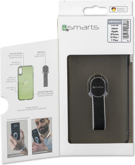 Калъф с Лента за Ръка за iPhone 8/7 Plus, 4Smarts Loop Guard Case, Черен (6)