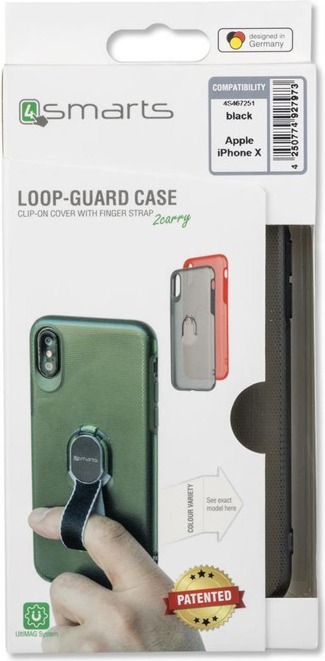 Калъф с Лента за Ръка за iPhone XS/X, 4Smarts Loop Guard Case, Черен (5)