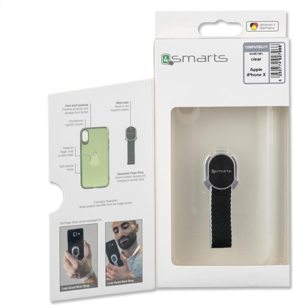 Калъф с Лента за Ръка за iPhone XS/X, 4Smarts Loop Guard Case, Прозрачен (6)