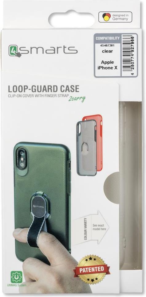 Калъф с Лента за Ръка за iPhone XS/X, 4Smarts Loop Guard Case, Прозрачен (5)