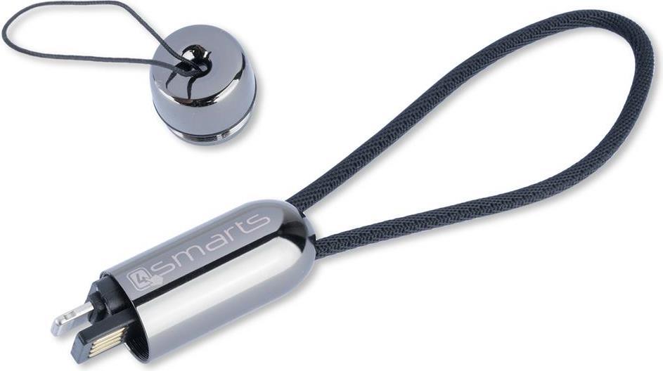 USB Кабел за iPhone и iPad (къс), 4Smarts (Lightning) Capsula 0.2m, Черен (2)