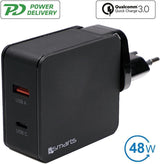 Бързо Зарядно за Macbook и iPad, 4Smarts 220v Set Voltplug Power Delivery 48w, Черен
