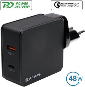 Бързо Зарядно за Macbook и iPad, 4Smarts 220v Set Voltplug Power Delivery 48w, Черен